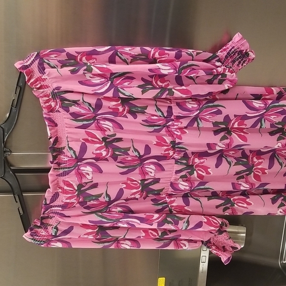 💕WAYF💕 Off Shoulder Shoulder Maxi Dress ~ Pink Birds of Paradise XS (*No Belt) - Picture 10 of 16